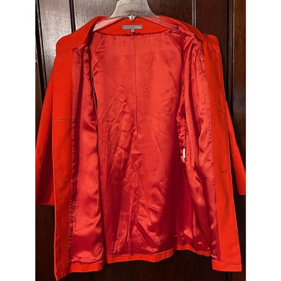 ETAM COAT COTTON TEXTURED SOFT ALINE SWING ORANGE RED SIZE UK 10 / 8 US - Picture 4 of 8